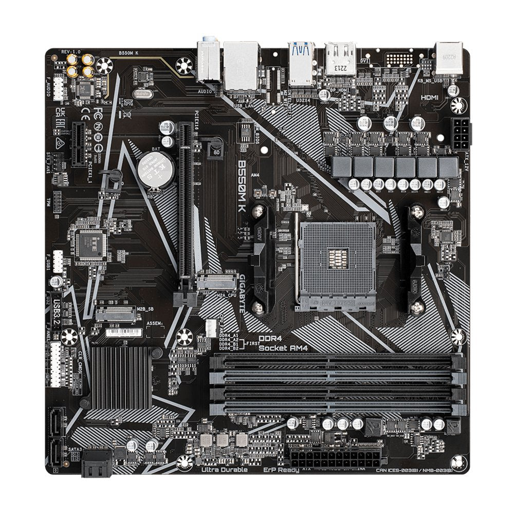 Gigabyte B550M K 1.0 | Socket AM4 | AMD B550 | 4xDDR4 | Micro-ATX | Moederbord - Matmuis - Matmuis