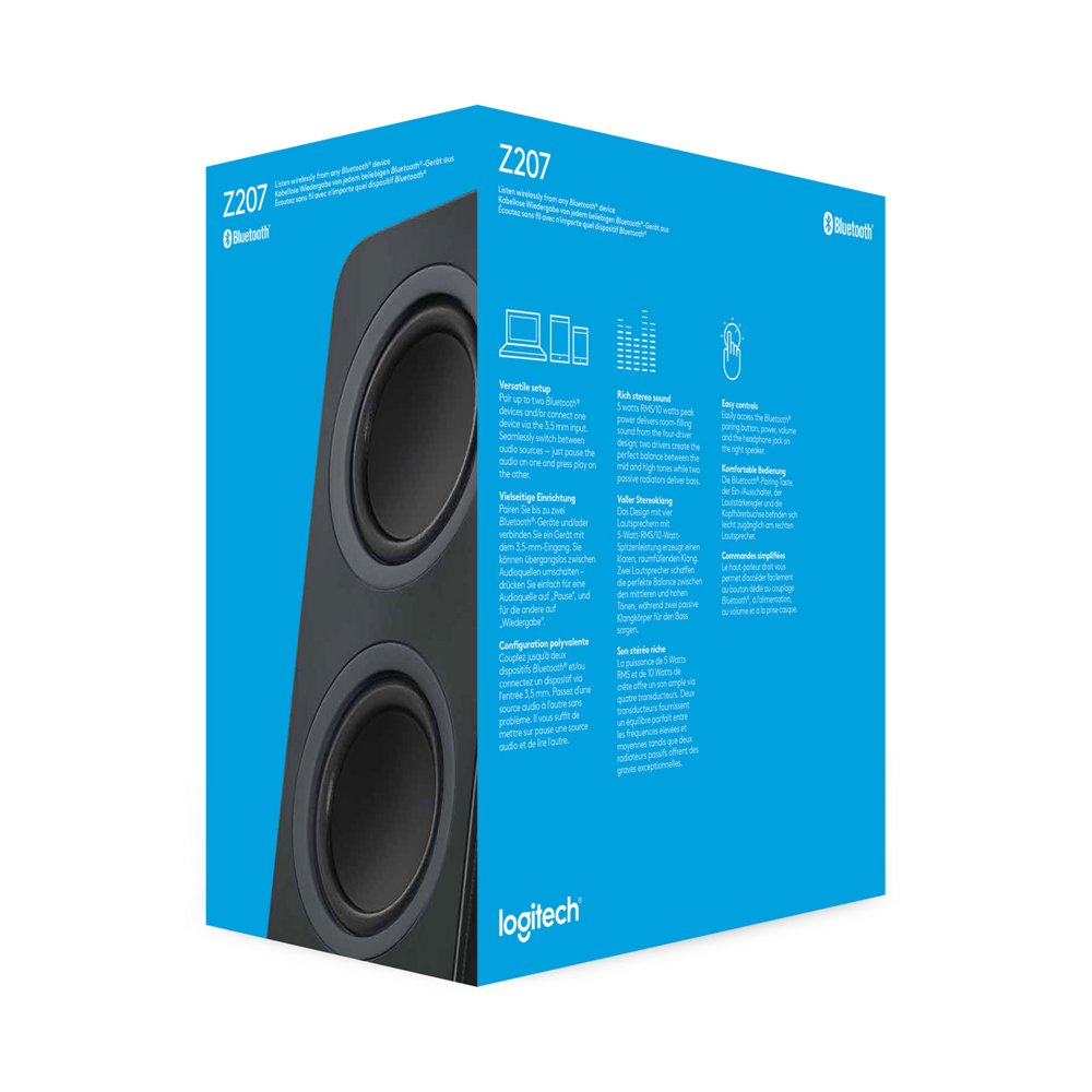 Logitech Z207 | 2.0 Bluetooth Luidsprekerset | 5W RMS | Draadloze Overgang | Zwart - Matmuis - Matmuis