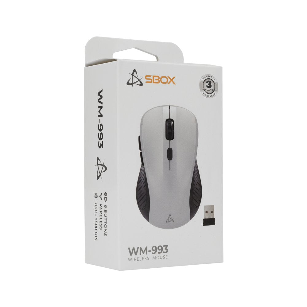 SBOX WM-993R | Draadloze Muis | Rechtshandig | RF | 1600 DPI | Zilver - Matmuis - Matmuis