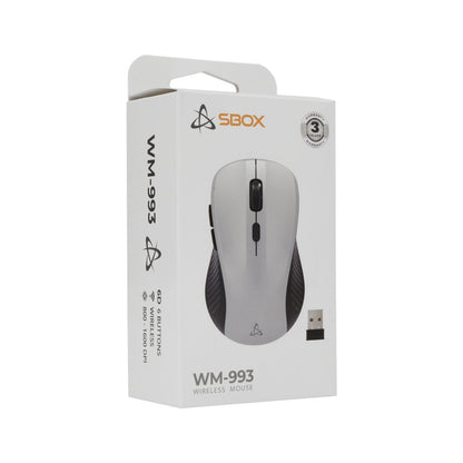 SBOX WM-993R | Draadloze Muis | Rechtshandig | RF | 1600 DPI | Zilver - Matmuis - Matmuis