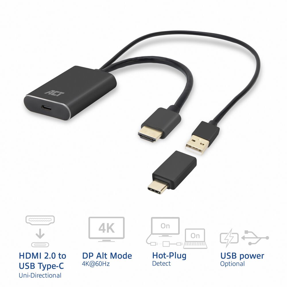 ACT AC7537 | HDMI naar USB Type C female adapter | 4K 60Hz - Matmuis - Matmuis