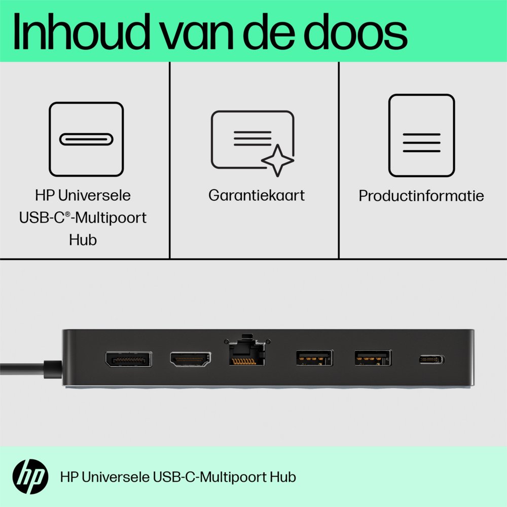 HP Universal Multiport Hub | USB-C | Zwart - Matmuis - Matmuis