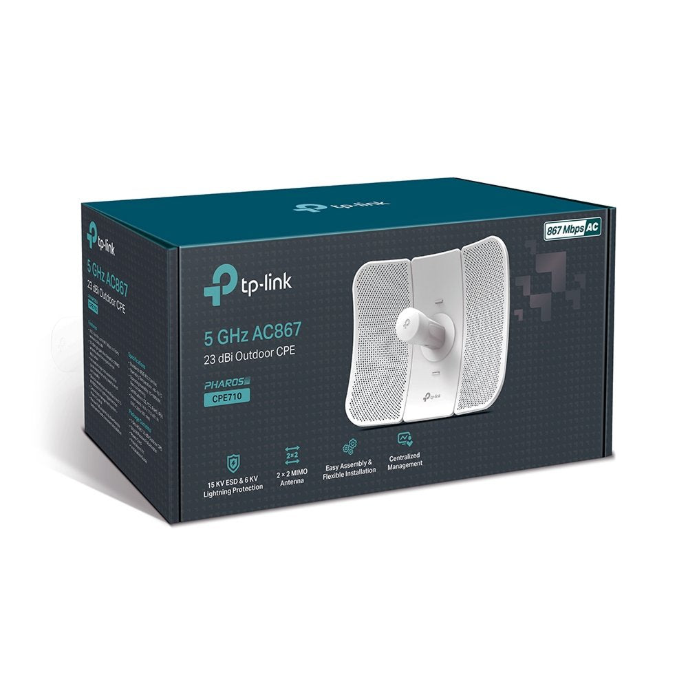 TP-Link CPE710 | WiFi 5 (802.11ac) Outdoor Access Point | 867 Mbit/s | PoE (met Adapter) | Inclusief Mastmontagebeugel - Matmuis - Matmuis
