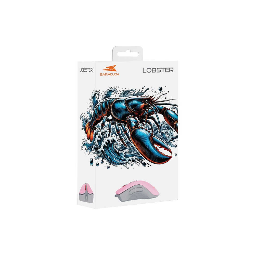 Baracuda LOBSTER RGB | Bekabelde Gaming Muis | USB-A | 6400 DPI | Roze - Matmuis - Matmuis
