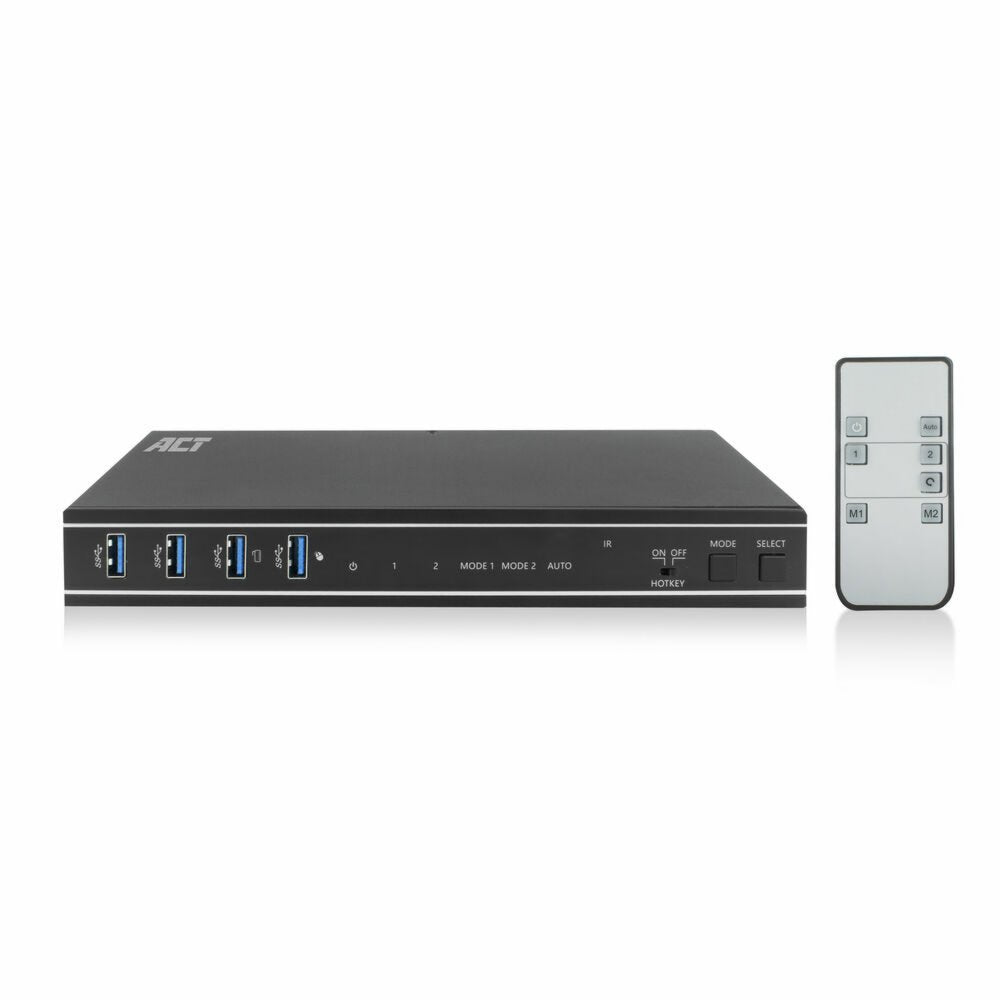 ACT AC7914 | KVM-Switch | 2-Poorts Dual HDMI | 4K@60Hz | USB 3.2 Gen1 | RS-232 | Zwart - Matmuis