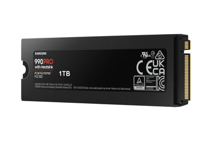 Samsung 990 PRO | 1TB NVMe SSD | M.2 | Gen4 | 7.450MB/s Lezen | 6.900MB/s Schrijven | Heatsink