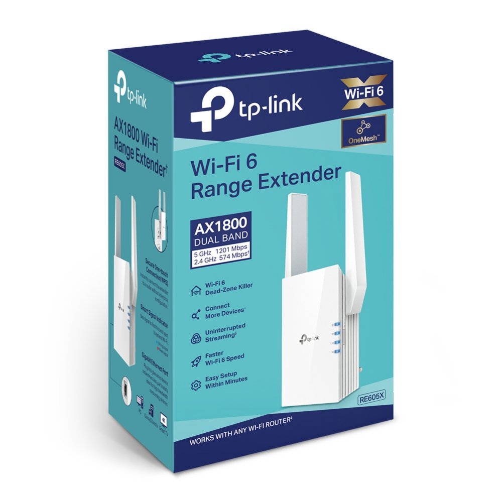 TP-Link RE605X | Wi-Fi 6 Range Extender | Dual-band | 1800 Mbps | Gigabit Ethernet | Wit - Matmuis