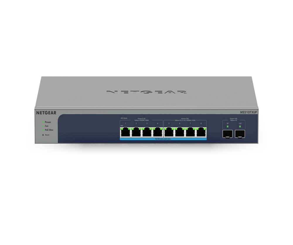 Netgear MS510TXUP | Managed L2/L3/L4 | 8-Poorts | 10G Ethernet (100/1000/10000 Mbps) | Power over Ethernet (PoE) - Matmuis