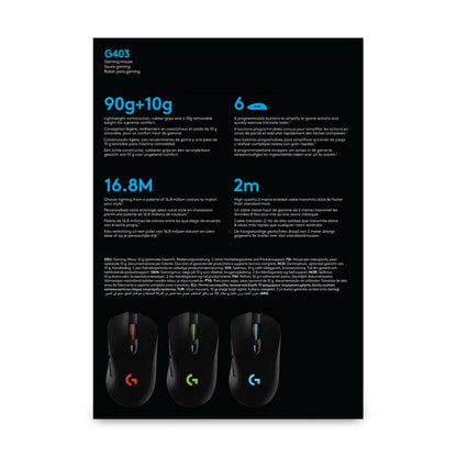 Logitech G403 Hero | Draadloze Gaming Muis | Rechtshandig | RF | 25600 DPI | Zwart - Matmuis - Matmuis