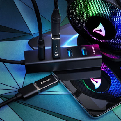 Sharkoon 4044951037582 | USB 3.2 Gen 1 Type-C Hub | 5000 Mbit/s | Zwart - Matmuis - Matmuis