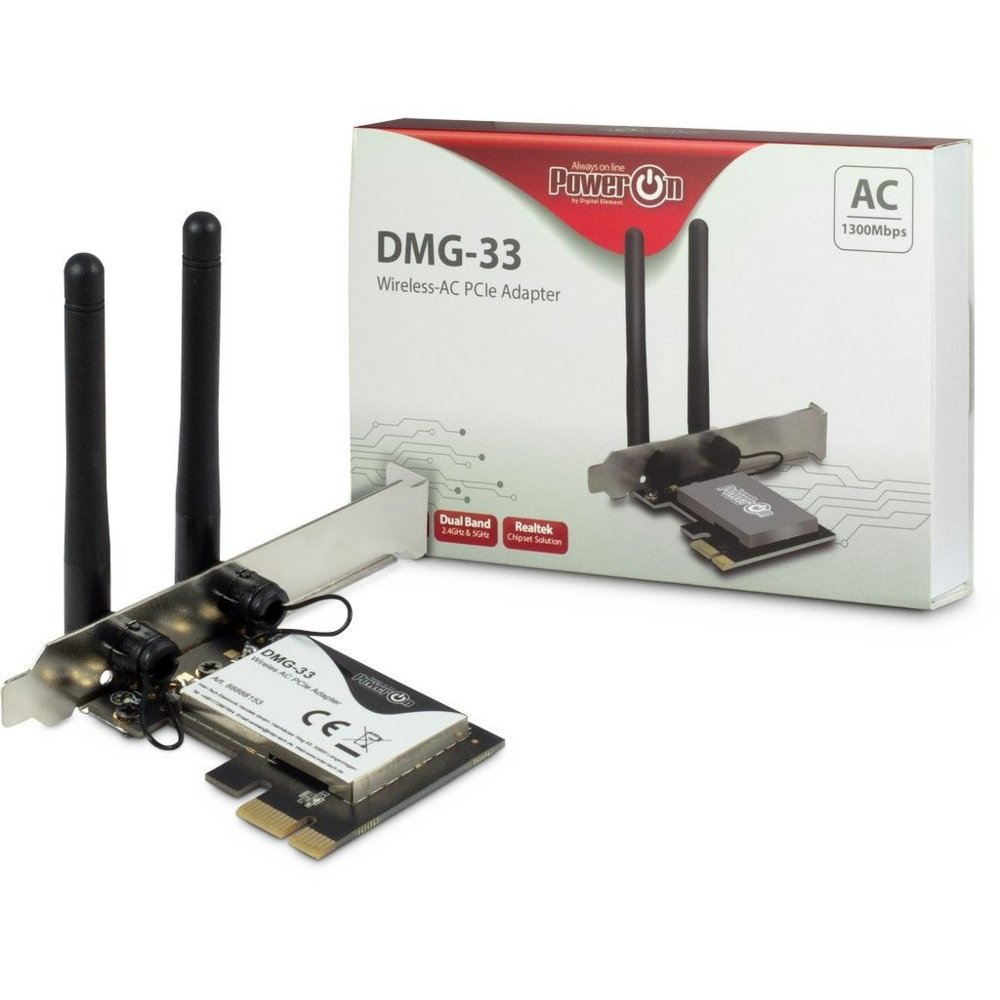 Inter-Tech DMG-33 | Wi-Fi 5 PCIe Adapter | Dual-band (2,4 GHz / 5 GHz) | 1300 Mbps | PCIe x1 - Matmuis - Matmuis