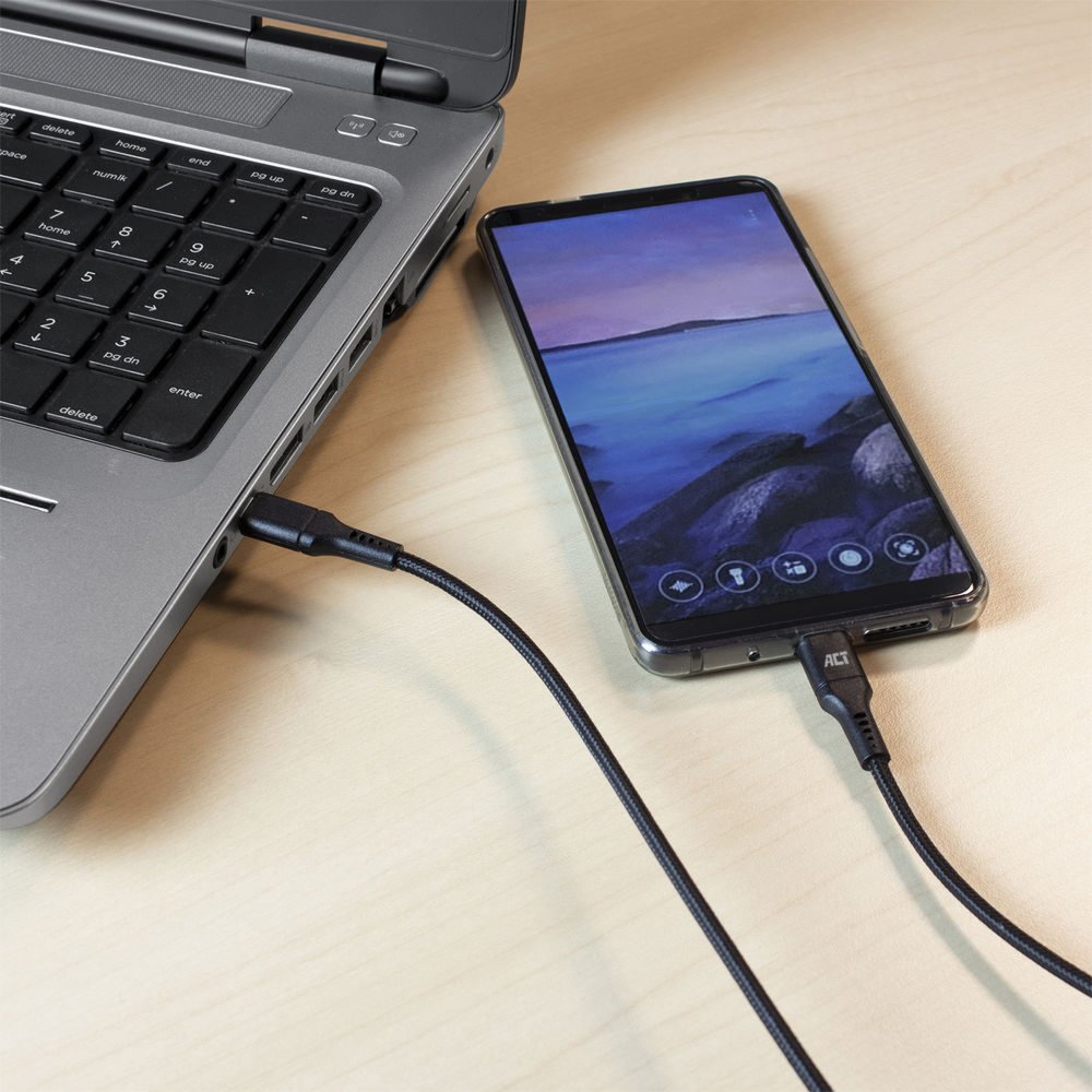 ACT AC3096 | USB 2.0 | USB-C naar USB-A | 1m | Zwart - Matmuis - Matmuis
