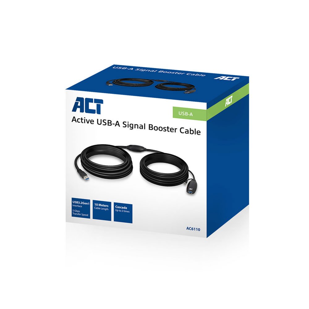 ACT AC6110 | USB 2.0 Booster | 10m | Zwart - Matmuis - Matmuis