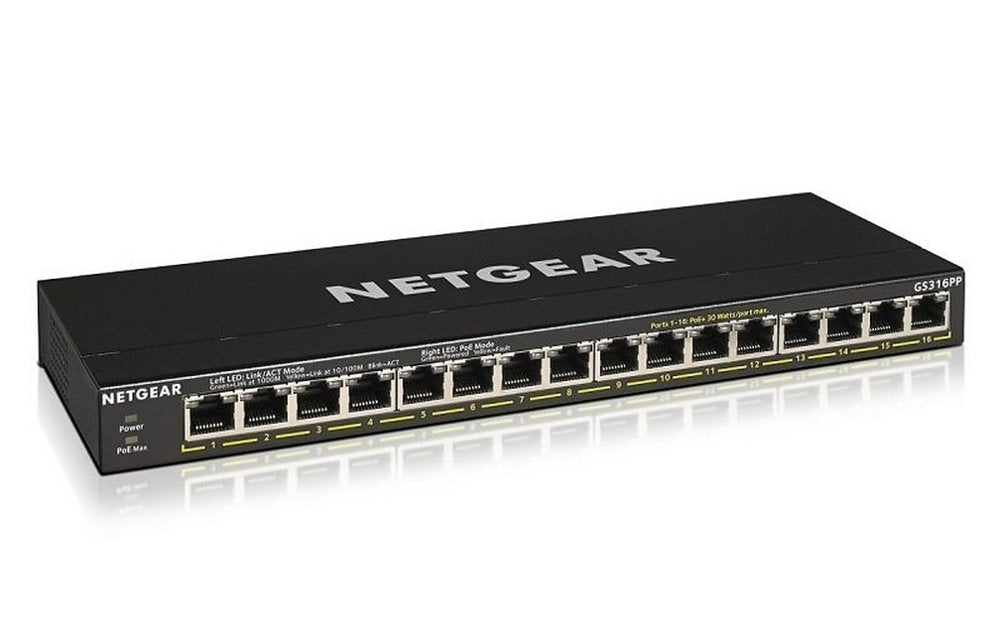 NETGEAR GS316PP | Unmanaged | Gigabit Ethernet (10/100/1000 Mbps) | Power over Ethernet (PoE) - Matmuis