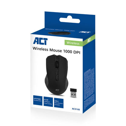 ACT AC5105 | Draadloze Muis | Links- en Rechtshandig | RF | 1000 DPI | Zwart - Matmuis - Matmuis