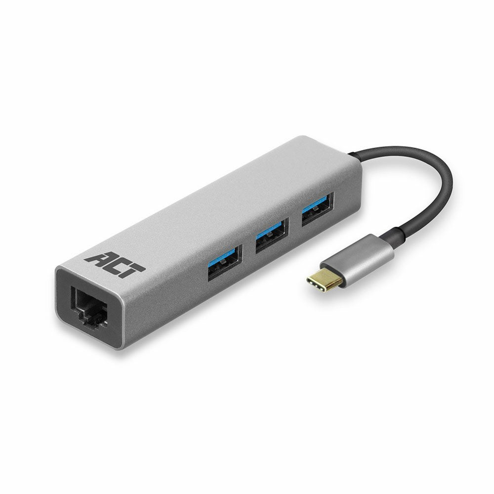 ACT AC7055 | 3-Poorts USB-C 3.2 (USB 3.0) Hub | Gigabit Ethernet Poort - Matmuis - Matmuis