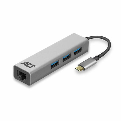 ACT AC7055 | 3-Poorts USB-C 3.2 (USB 3.0) Hub | Gigabit Ethernet Poort - Matmuis - Matmuis
