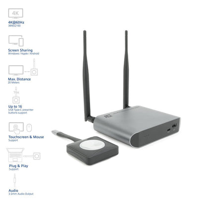 ACT Aero 4K Draadloos Presentatiesysteem (AC7960) | 4K (3840x2160) | USB-C | HDMI | Plug and Play | Multi User | Split Screen - Matmuis - Matmuis