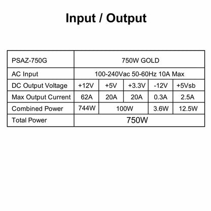 AZZA PSAZ-750G | 750W Gold ATX 3.0 PSU | Modulair | Power Supply | Voeding - Matmuis