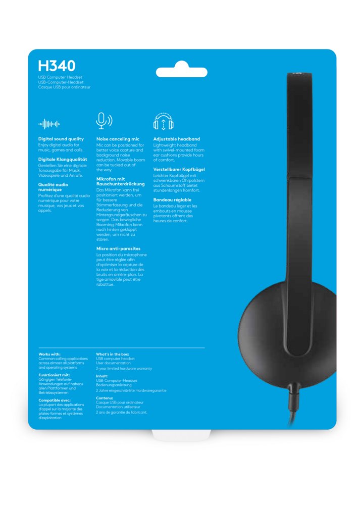 Logitech H340 | Bedrade On-Ear USB Headset | Zwart - Matmuis - Matmuis