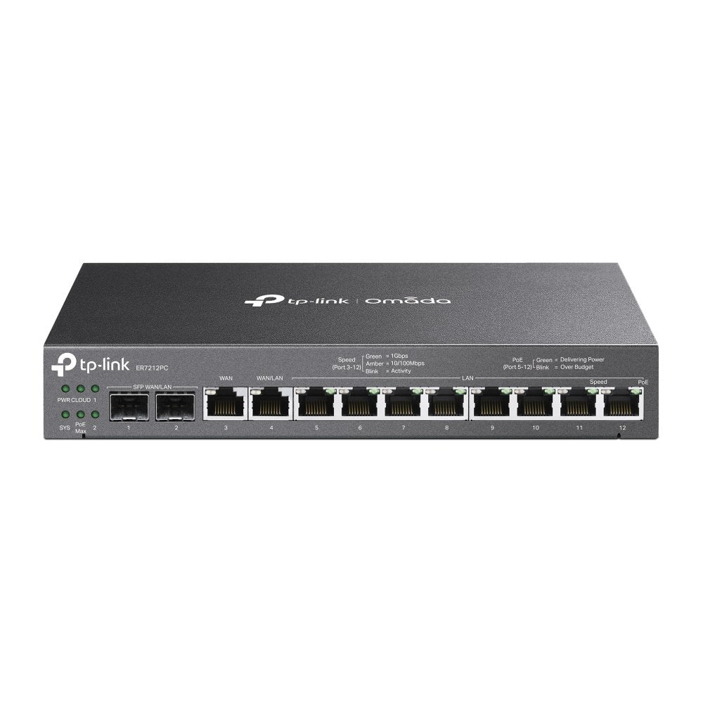 TP-Link Omada TL‑ER7212PC | Gigabit VPN Router & PoE+ Switch | 110 W PoE+ | Omada SDN Controller | Fanless Desktop/Wall - Matmuis - Matmuis