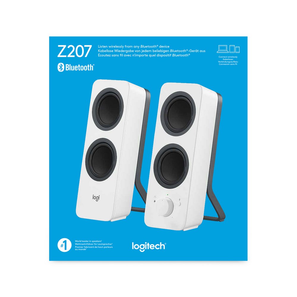 Logitech Z207 | 2.0 Luidsprekerset | Bluetooth en 3,5mm | Zwart/Wit - Matmuis - Matmuis