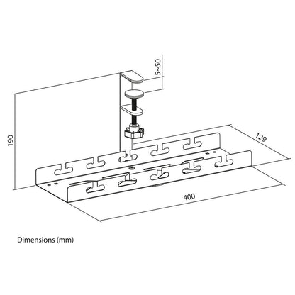 ACT Kabelgoot voor onder bureau | Klemsysteem | 40 cm | Zonder boren | Staal | Zwart - Matmuis - Matmuis