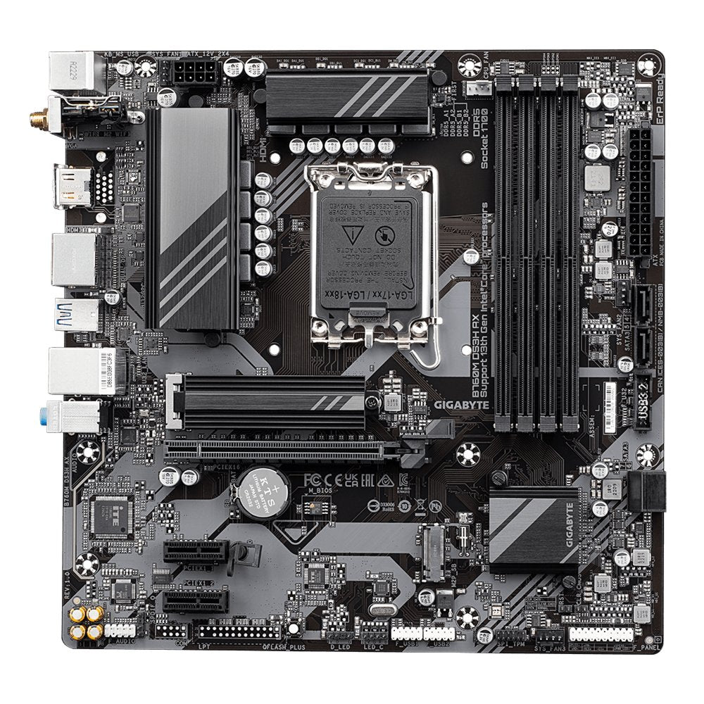 Gigabyte B760M DS3H AX (rev. 1.x) | Socket LGA 1700 | Intel B760 | 4xDDR5 | Micro-ATX | Moederbord - Matmuis - Matmuis