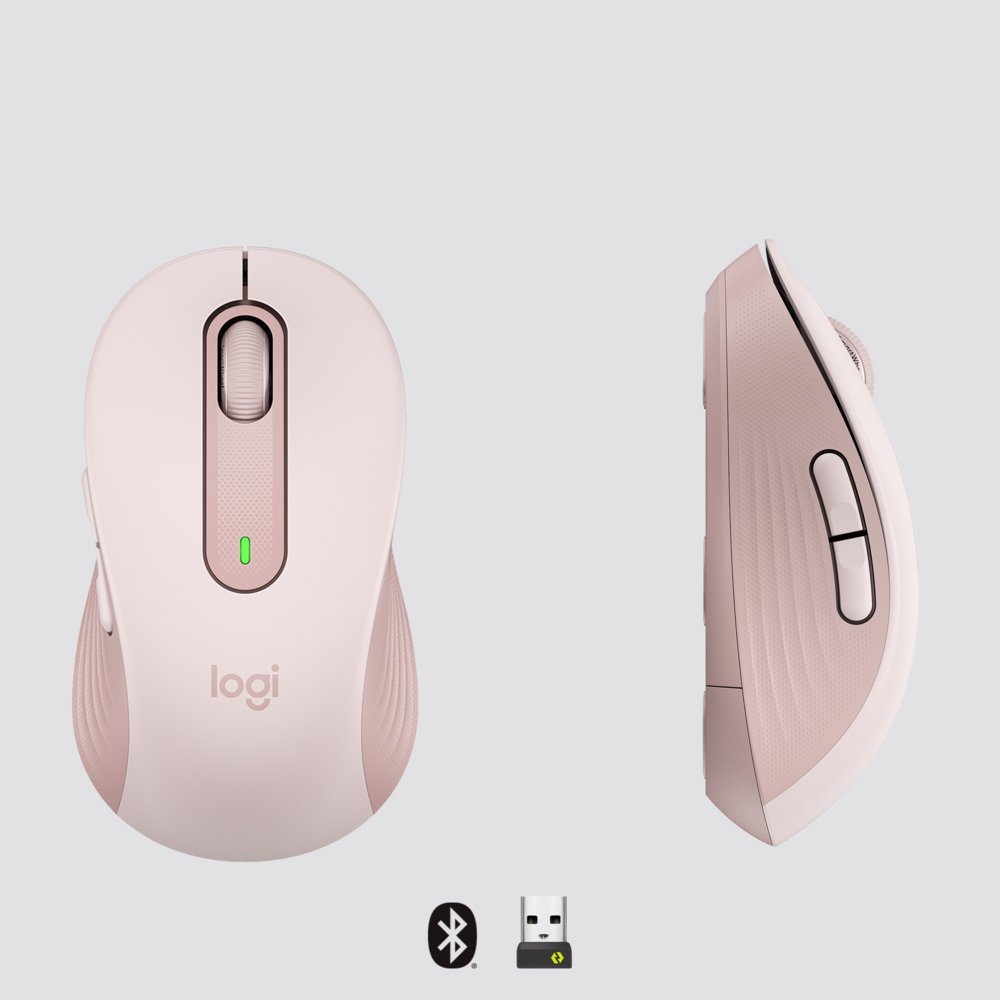 Logitech Signature M650 | Draadloze Muis | Rechtshandig | RF + Bluetooth | 2000 DPI | Roze - Matmuis - Matmuis