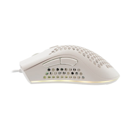 Baracuda CORAL RGB | Bedrade Gaming Muis | USB-A | 12800 DPI | Wit - Matmuis - Matmuis