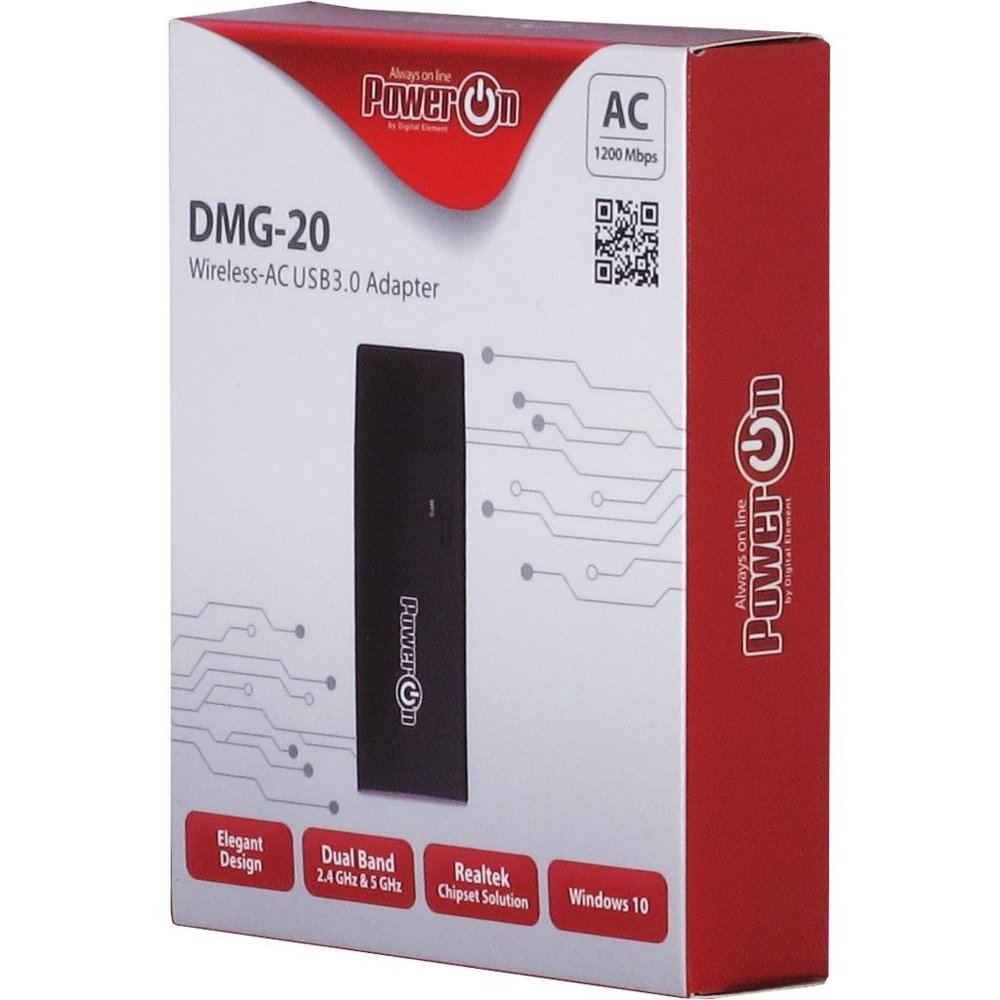 Inter-Tech DMG-20 | Wi-Fi 5 USB Adapter | 867 Mbps | Dual-band (2,4 GHz / 5 GHz) | USB 3.0 | Zwart - Matmuis - Matmuis