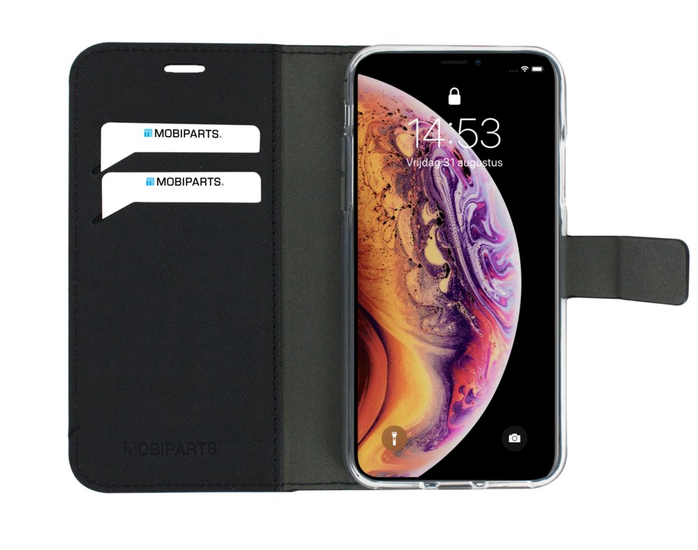 Mobiparts Saffiano Wallet Case | Apple iPhone X, iPhone XS | Black
