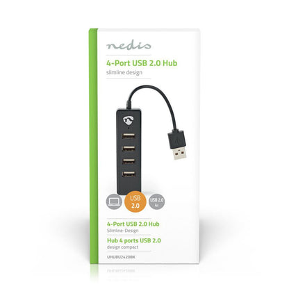 Nedis UHUBU2420BK | Interface Hub USB 2.0 (480 Mbit/s) | 4 poorten | Zwart - Matmuis