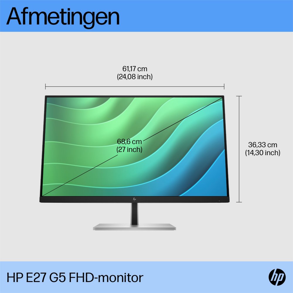 HP E27 G5 27'' | 1920x1080 IPS | 75Hz | USB-Hub | Ergonomisch Design | Full HD Monitor
