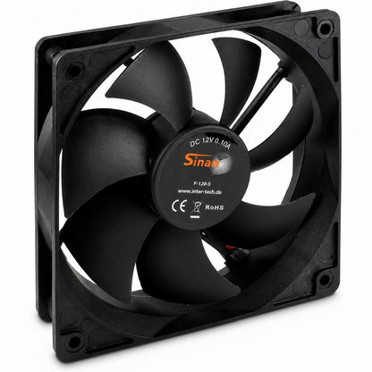 Inter-Tech Sinan F-120-S | 120mm Case Fan | 3-Pin | Zwart - Matmuis