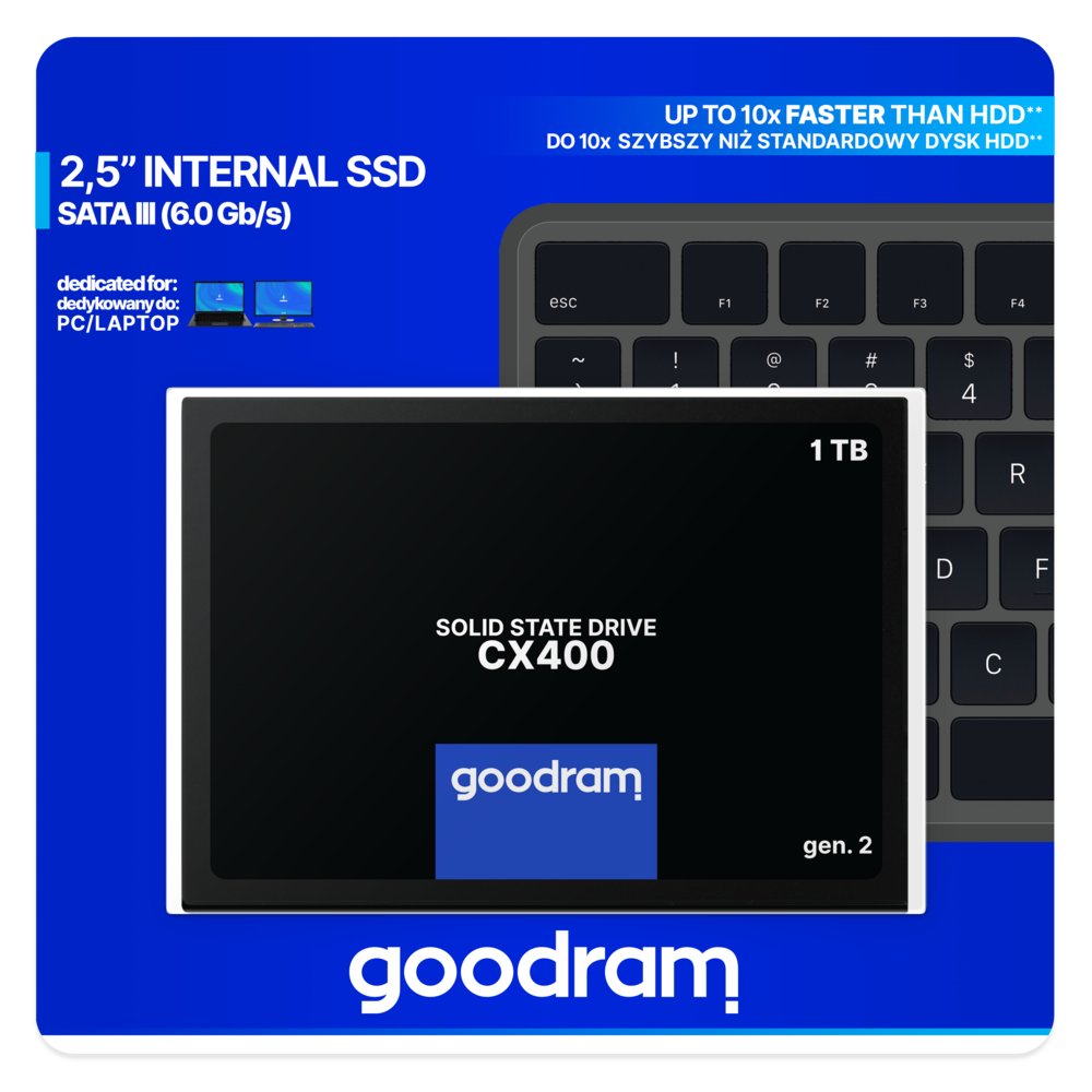 Goodram CX400 | 1TB SATA SSD | 2.5'' | 550MB/s Lezen | 500MB/s Schrijven - Matmuis