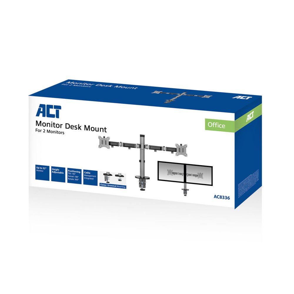 ACT AC8336 | Verstelbare Monitor-bureaubeugel | Tot 32