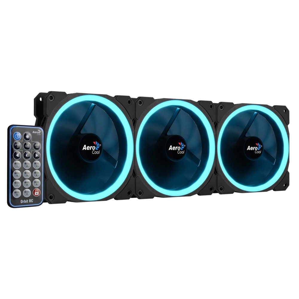 Aerocool Orbit RC ARGB 3 Pack | 120mm Case Fans met Remote Control - Matmuis