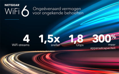 NETGEAR Nighthawk 4-Stream AX1800 | Wifi 6 Router | Gigabit Ethernet Dual-band (2.4 GHz / 5 GHz) | 1200Mbit/s - Matmuis - Matmuis