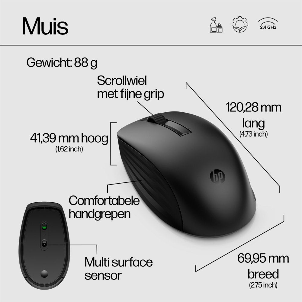 AZERTY | HP 650 Wit | Draadloze Muis en Toetsenbordcombo | AZERTY - Matmuis - Matmuis