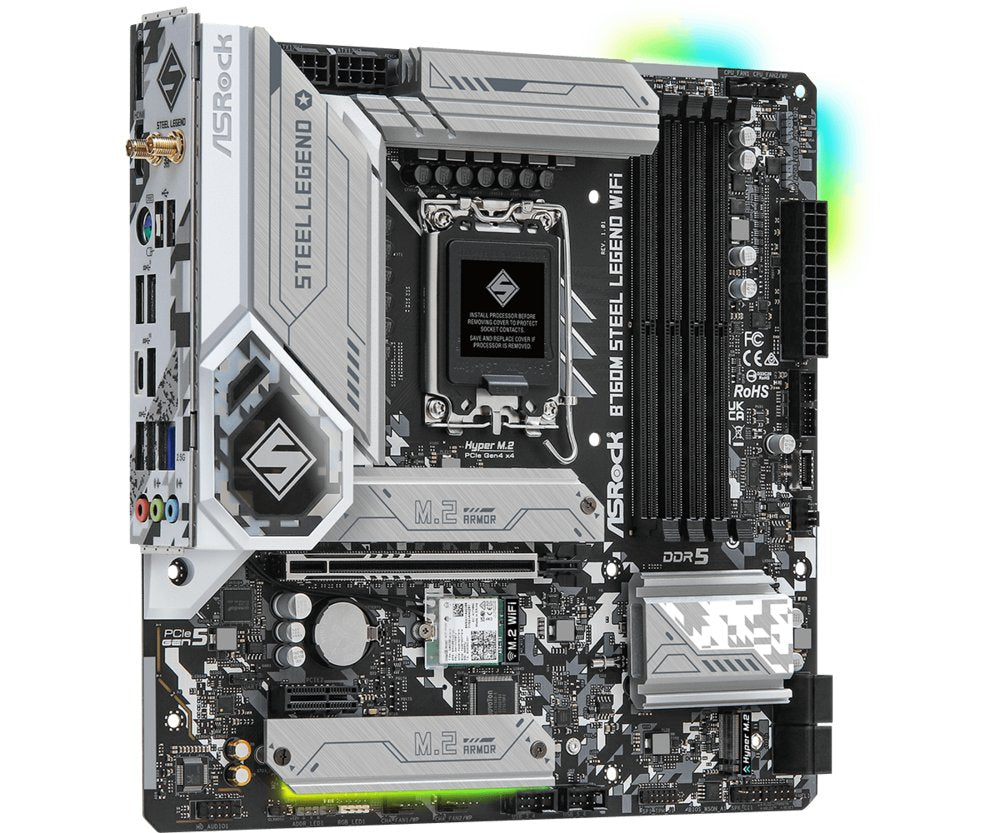 Asrock B760M Steel Legend WiFi | Socket LGA 1700 | Intel B760 | 4xDDR5 | Micro-ATX | Moederbord - Matmuis - Matmuis