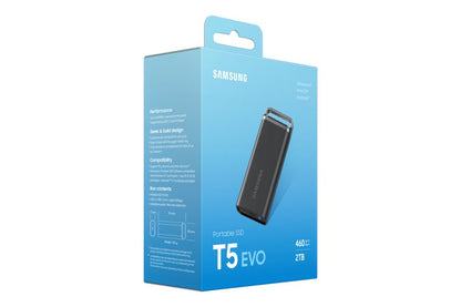 Samsung T5 EVO | Externe SSD | 2TB | USB 3.2 Gen 1 | 460MB/s | Zwart | Compact & Draagbaar - Matmuis - Matmuis