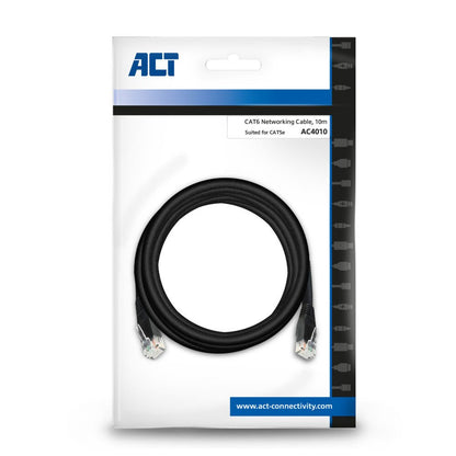 ACT netwerkkabel | Cat6 | U/UTP (UTP) | 10 m | Zwart | AC4010 - Matmuis - Matmuis