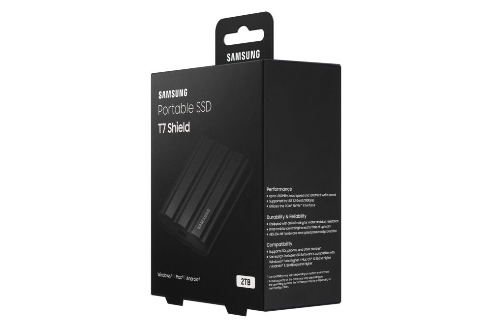 Samsung T7 Shield | Externe SSD | 2TB | USB 3.2 Gen2 | 1.050MB/s Lezen | 1.000MB/s Schrijven | Zwart - Matmuis - Matmuis