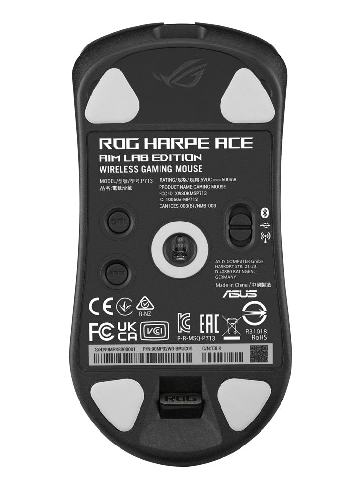 ASUS ROG Harpe Ace Aim Lab Edition | Draadloze Muis | Links- en Rechtshandig | RF + Bluetooth + USB-A | 36000 DPI | Zwart - Matmuis - Matmuis