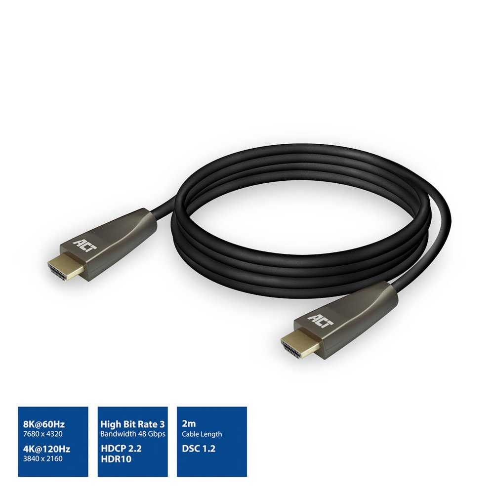 ACT AC3909 | 2 m HDMI Kabel | HDMI Type A naar Type A | Zwart - Matmuis - Matmuis