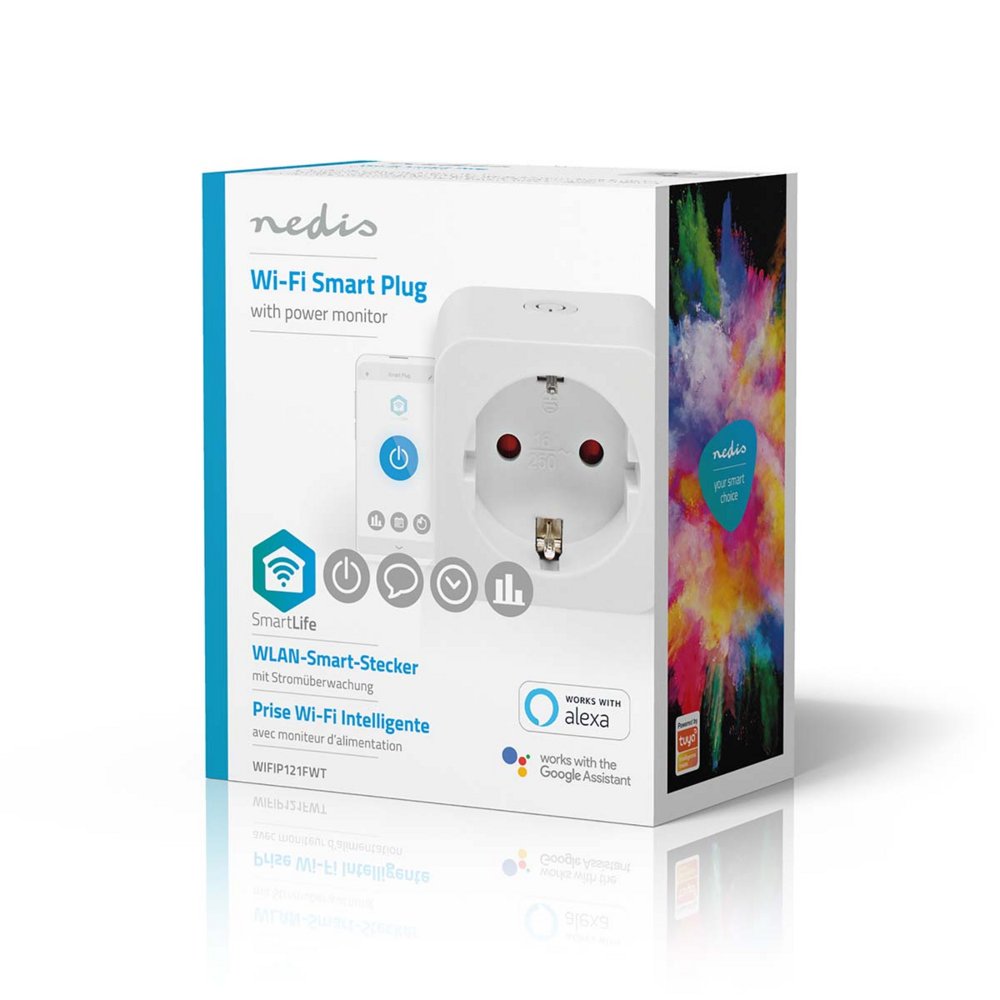 Nedis WIFIP121FWT | Wi-Fi Smart Plug | 3680 W | Energiemeter | Spraakbediening | Wit - Matmuis