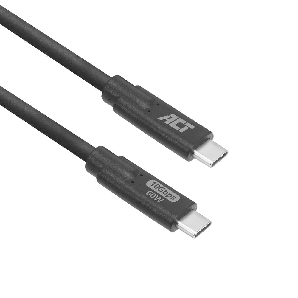 ACT AC7443 | USB 3.2 Kabel | 10Gbps | 60W | USB-C naar USB-C | 3m | Zwart - Matmuis