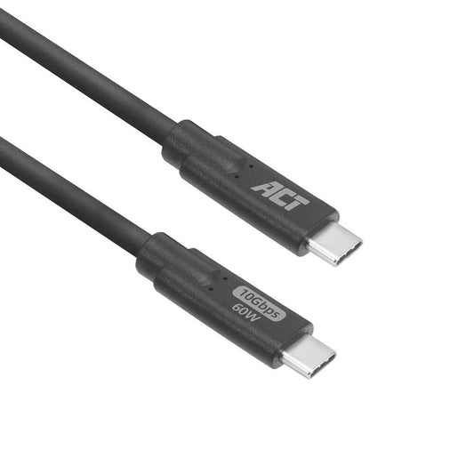 ACT AC7443 | USB 3.2 Kabel | 10Gbps | 60W | USB-C naar USB-C | 3m | Zwart - Matmuis - Matmuis