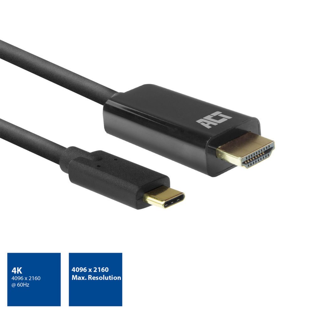 ACT AC7315 | USB-C naar HDMI Kabel | 2 m | Zwart - Matmuis - Matmuis